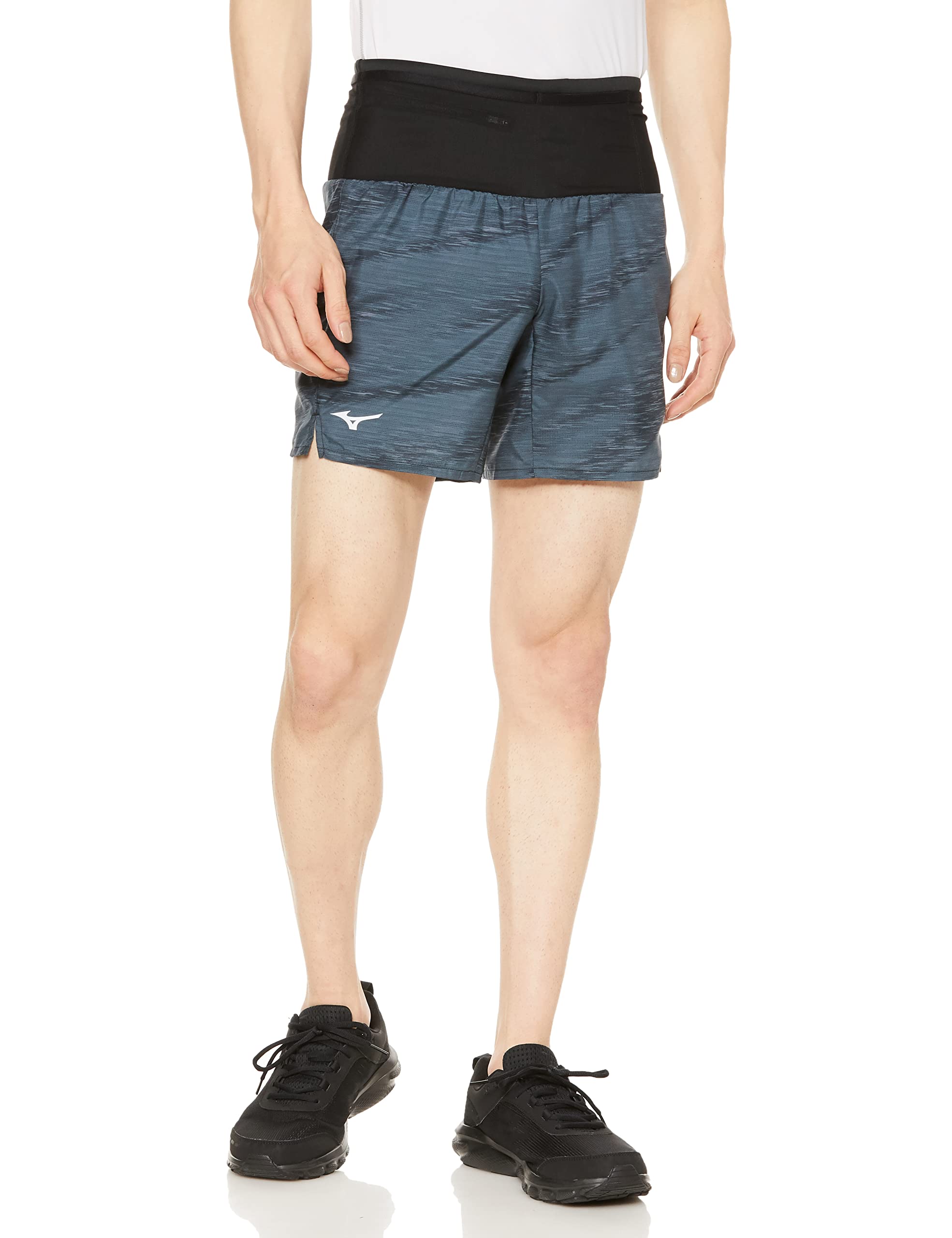 

Mizuno Running Dry Graphic Shorts with Pockets and Reflective Size S Apparel, Multi-Pocket 360° Print, Black, (J2MBA060) чёрный