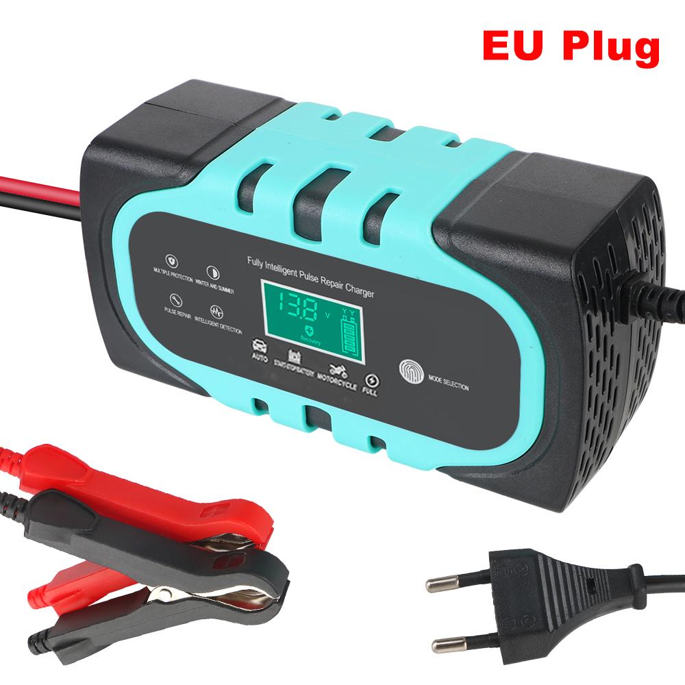 For Motorcycle Wet Dry Lead Acid Battery Digital Display Battery Charger Smart Car Battery Charger 12V 10A Pulse Repair