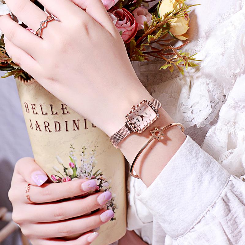 GEDI Minimalist Square Mesh Band Women's Waterproof Quartz Watch