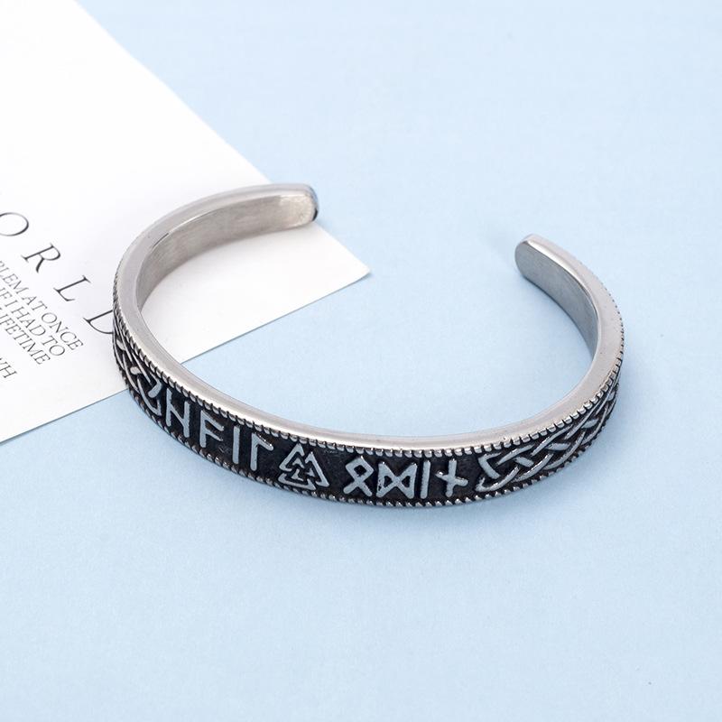 Viking Triquetra Knot Odin Rune Bracelet Retro Open Cuff for Men Norse Pagan Jewelry