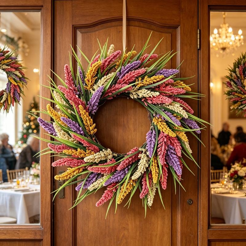 Realistic Simulated Wheat Wreath Fall Harvest Festival Wreath For Front Door Mantels Porch Garden Display And Thanksgiving Party Centerpieces