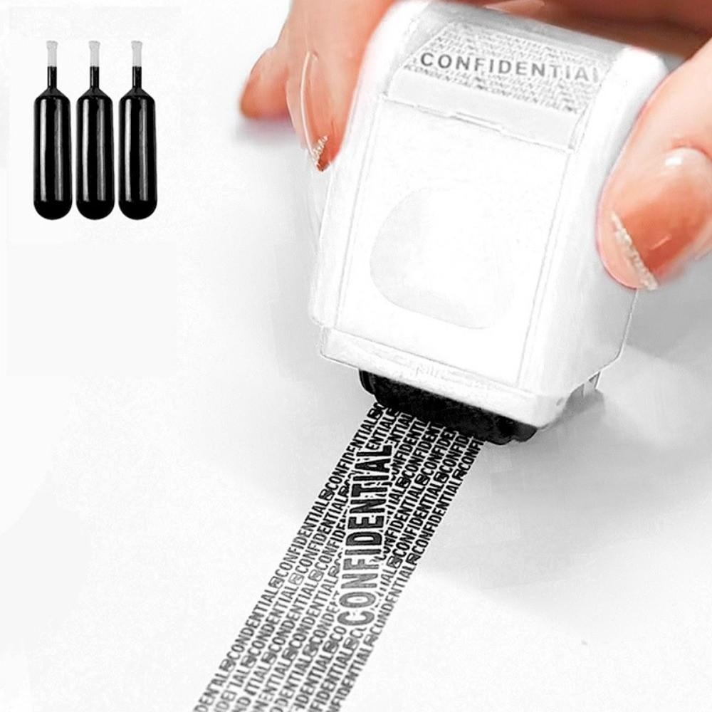Leakproof Identity Theft Protection Roller Stamp Portable Roller Stamp Manual Roller Stamp Garbled Chapter Ink Refill