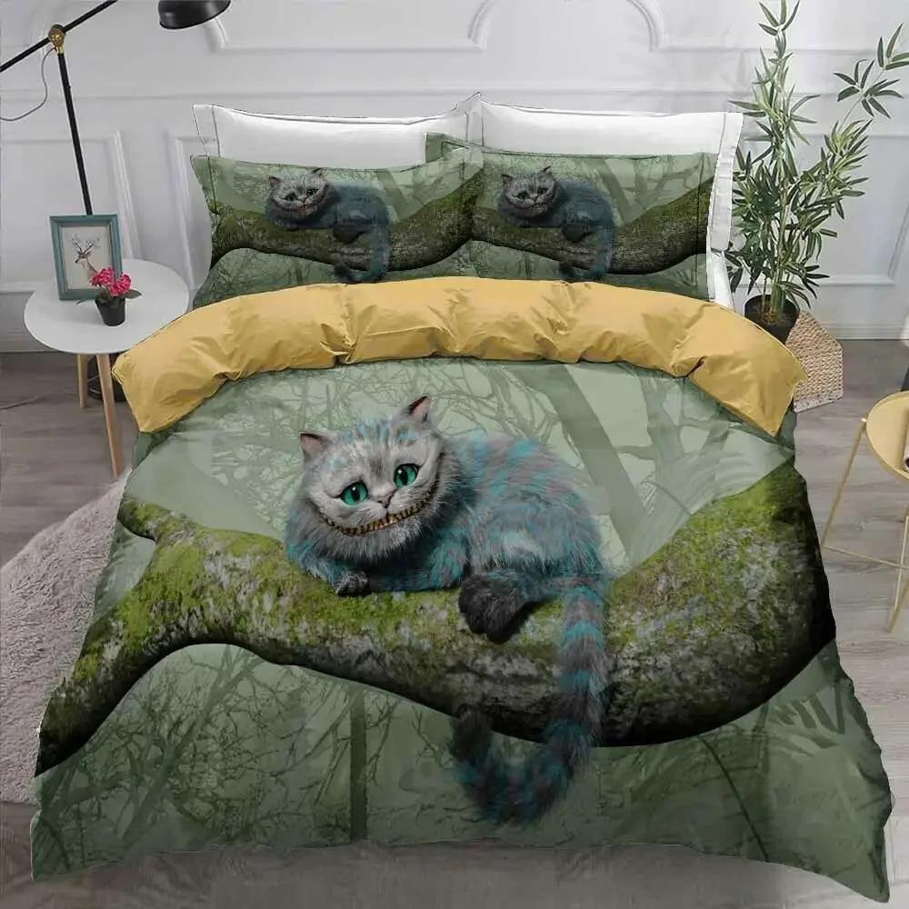 3D Printed Cheshire Cat Bedding Set Duvet Cover Bedroom Comforter Covers Single Twin King Size Quilt Cover Home Textile 2/3Pcs