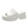 Platform slippers women's summer wear new muffin casual high heel one-word slippers square head fashion sandals women's shoes