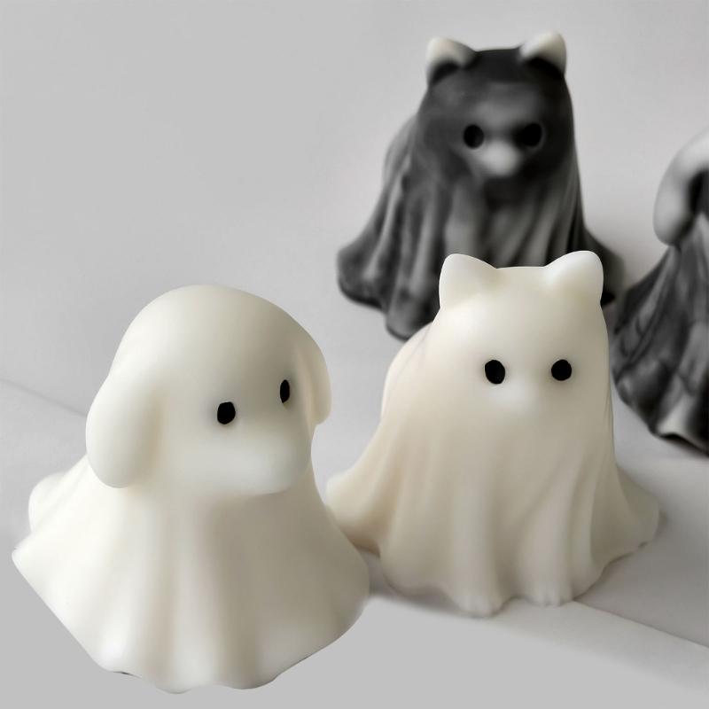 Reusable Silicone Specters Candle Mould for Halloweens Decorations With Pet Inspire Cats Dog Designs