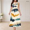 Women Plus Size Round Neck Triple Keyhole Sleeveless Tie Dye Printed Maxi Dress