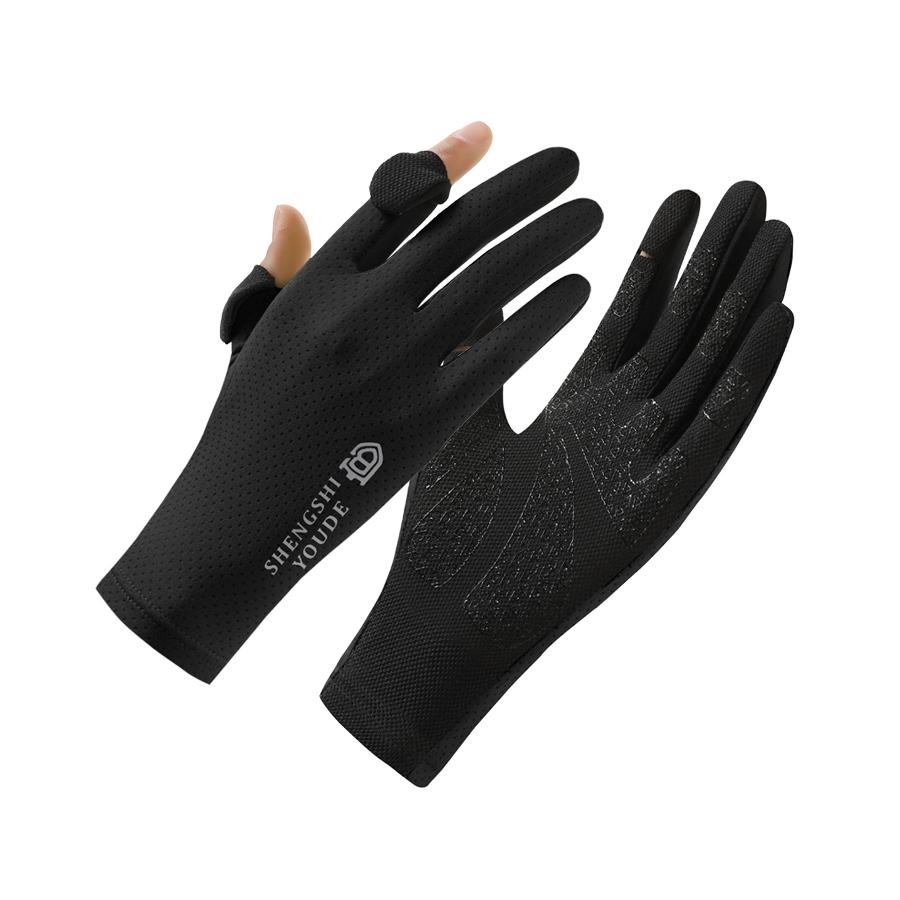 

Sunscreen gloves for men and women, touch screen, ice silk thin design, large size, summer outdoor driving, cycling, rider, sun чёрный