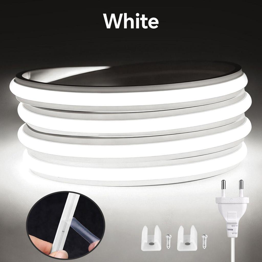 COB Neon Led Strip Lights Flexible Led Tape 220V Waterproof Outdoor Lighting Tape Ceiling Lights With EU Plug