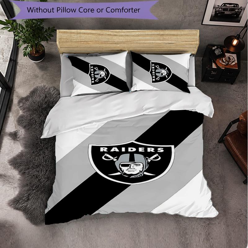Set Biancheria da Letto 3 Pezzi in Microfibra con Motivo Las Vegas Raiders Decorazione Copripiumino per Camera da Letto Uso Domestico