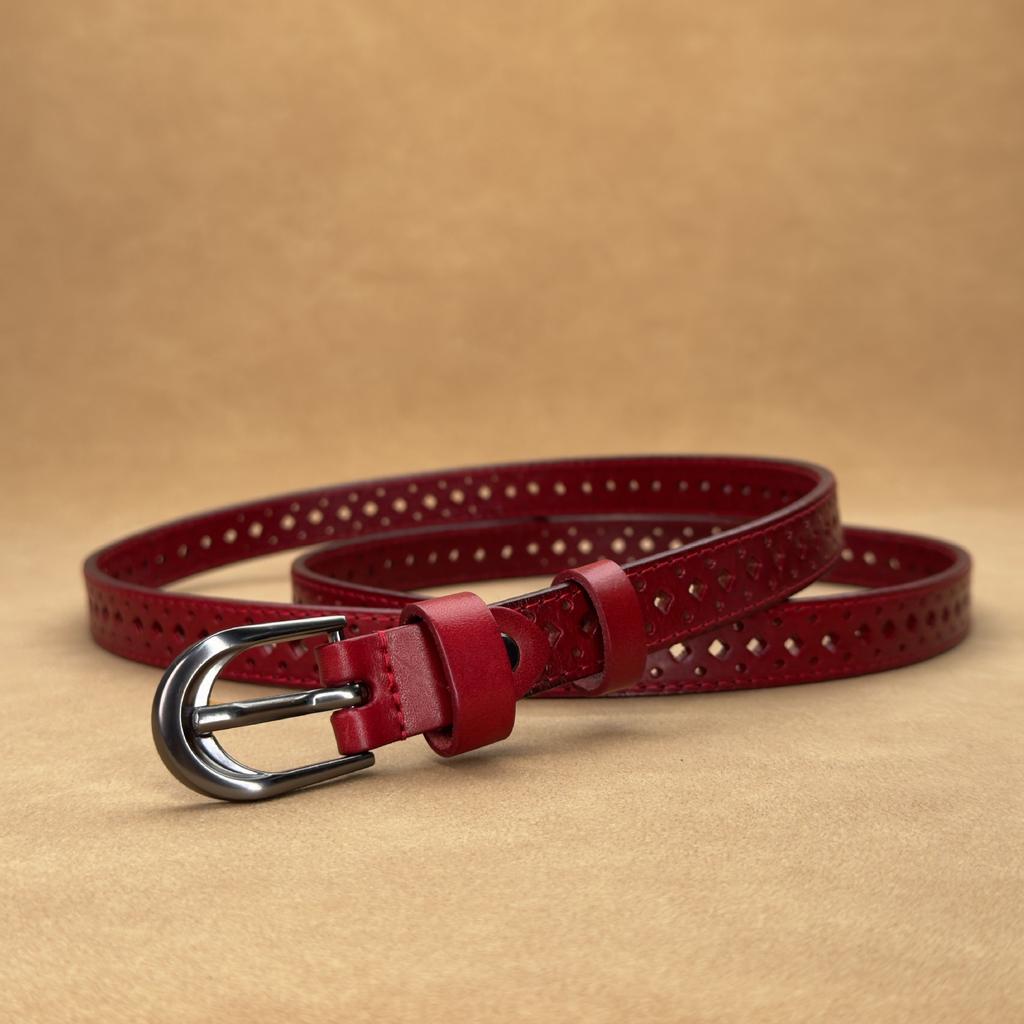 Women's Hollow Leather Belt Women's Casual Versatile Cowhide Belt