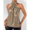 Hot Style Sexy Simple Sequined Halter Neck Strap Hot Girl Inner Wear Tops and Vests for Women