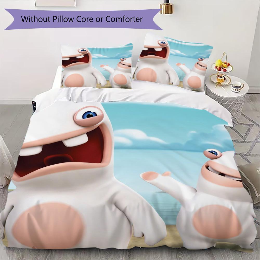 Big-eyed Rabbit Pattern Bedding,Quilt Set Quilt Cover Pillowcase Home Birthday Gift (1*duvet cover+2*pillowcase,without core)XSJT0917261