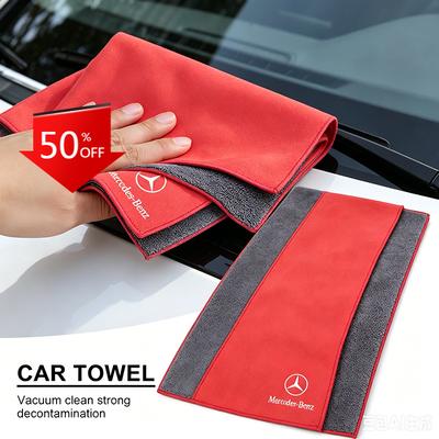 FA9Water-absorbent Suede Car Wash Cloth Quick-dry Car Wash Towel Stickers For Mercedes Benz GLE GLC A B C E Class W176 W246 W205