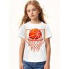 Kids Crewneck Short Sleeve Tee, Red Basketball Drip Print