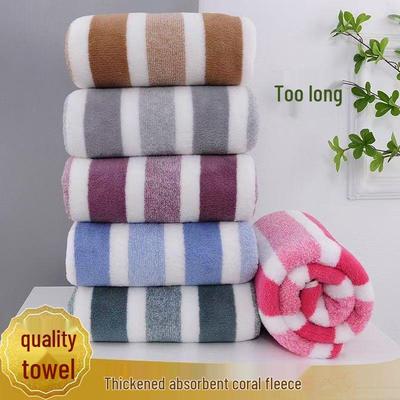 Set Asciugamani in Pile Corallo a Righe Tricot Warp Transfrontaliero: Asciugamani da bagno e lavette assorbenti