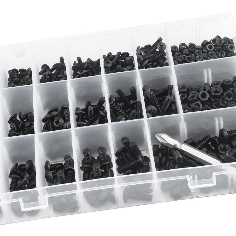 Black Cross Round Pan Head Machine Screw Set for Watches and Glasses