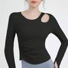 Yoga Wear With Chest Pads, Women's Pilates Sports Top, Tight And Slimming Look, Elegant Cycling Training Long-sleeved Fitness Wear For Summer