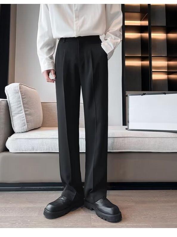 2024 Men's Light Elastic Waist Loose Straight-Leg Business Casual Trousers