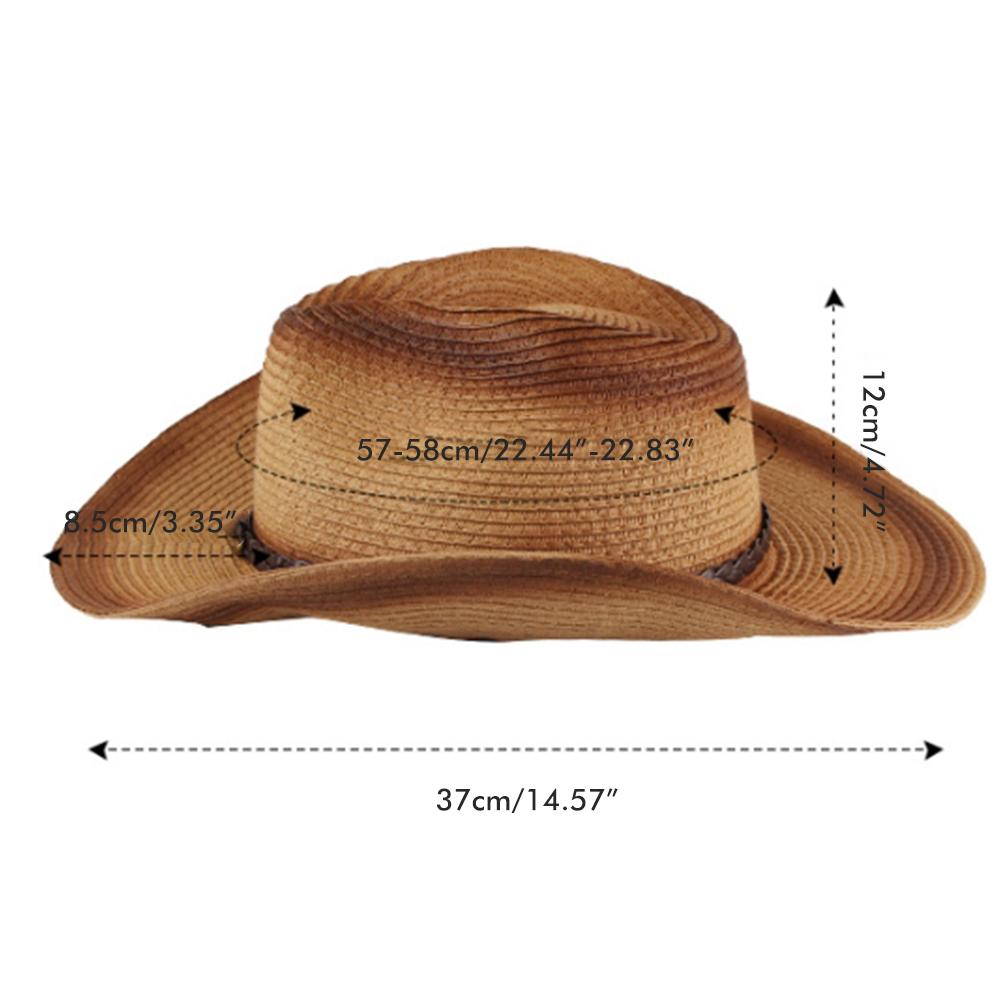 Straw Cowboy Hat Gradient Spray Color Western Straw Cowboy Cowgirl Hat for Men Women Wide Brim Sun Hat for Outdoor Beach Travel