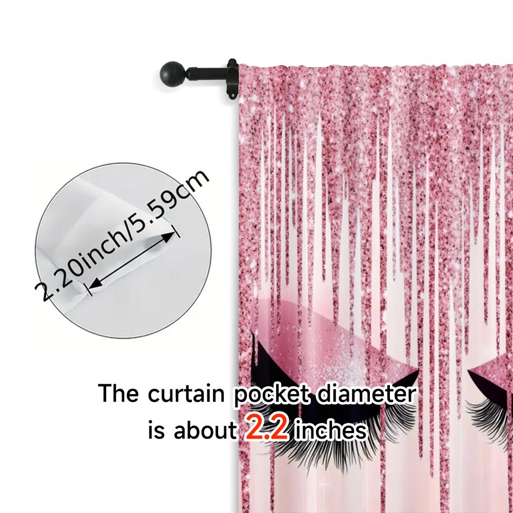 Curtains Window Treatment Print Pink Eyelashes Versatile Polyester Without Rod All Bedroom Living Set Of 2 Made Decor