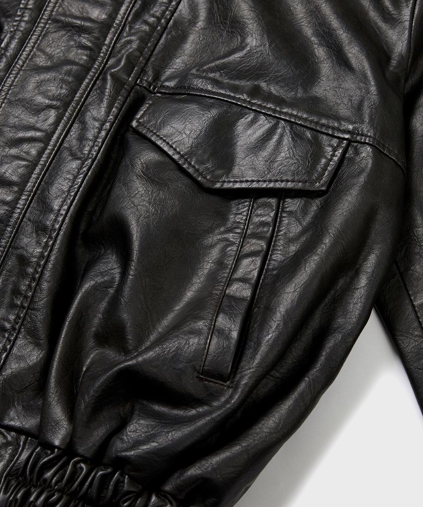 Qs Washed Faux Leather Blouson (Dk Brown)