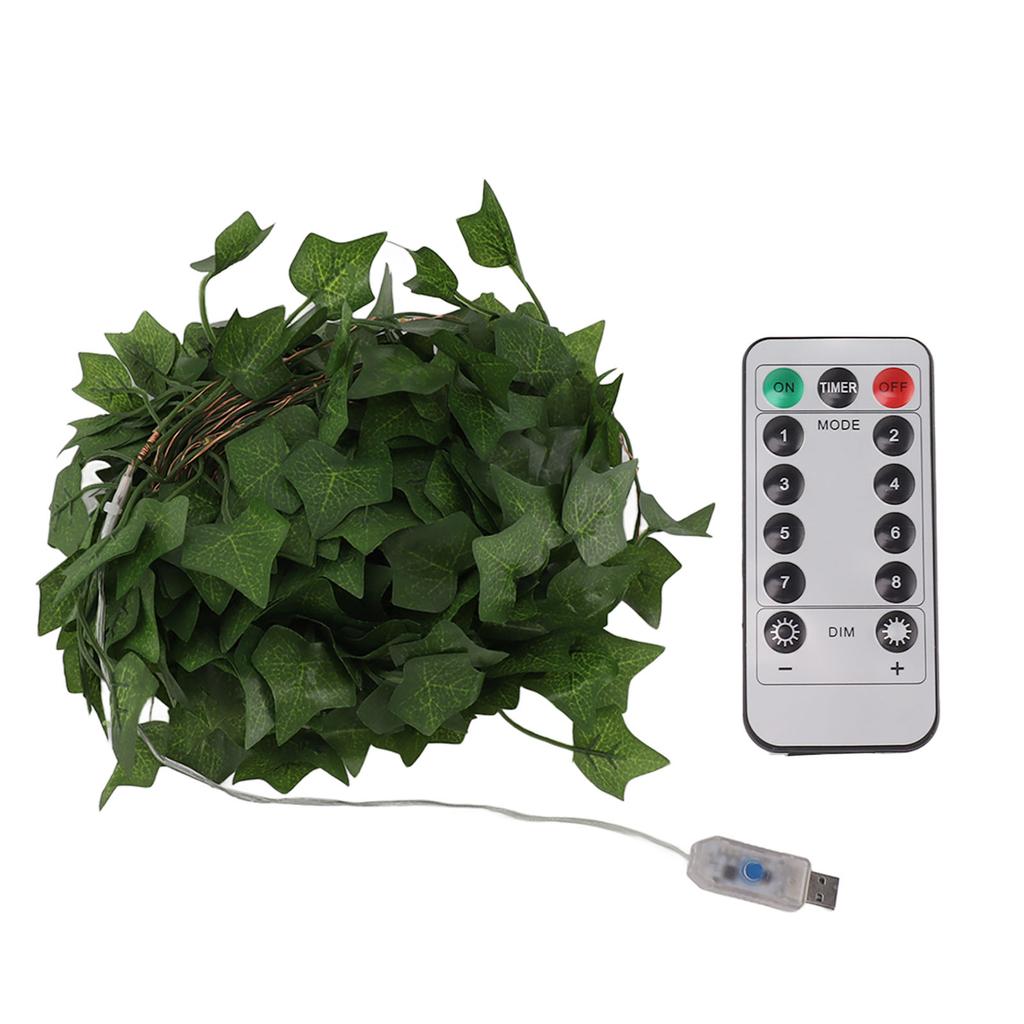 Artificial Vine String Light Maple Green Leaf Garland Outdoor Courtyard Decoration USB with Remote
