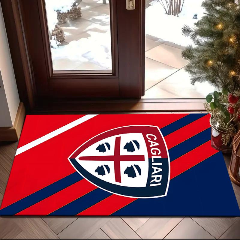 1PC Football Cagliari Design Rug Game Carpet, Floor Mat for Bedroom Living Room Entryway Rug, Home Decor Idea Gift for Christmas birthday