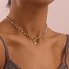 Europe, America, simple pearl chain OT buckle necklace female, fashionable fairy style creative design women's necklace