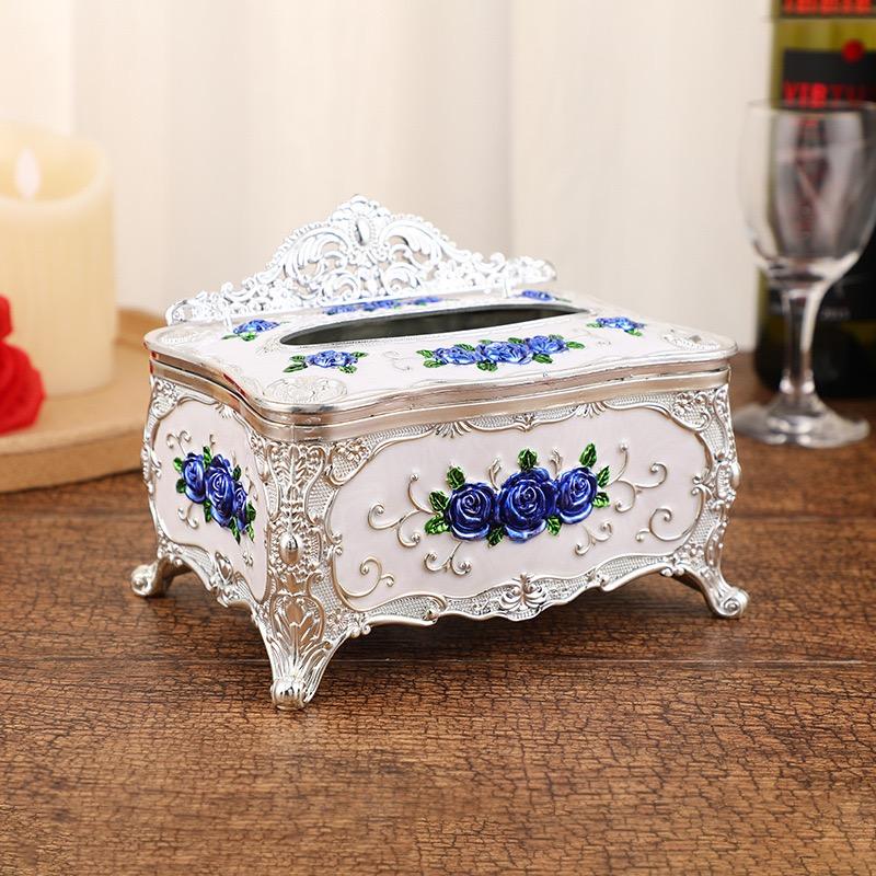 Embossed Rose Tissue Boxes Storage Napkin Holder Paper Case Organizer Ornament Craft Desktop Tissue Plastic Kitchen Tissue Box