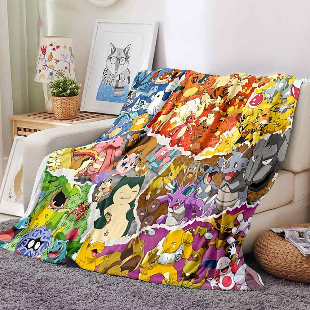 Pokemon Character Collage Blanket Soft Throw Blanket For Home Bedroom Bed Sofa Travel Office Solid Christmas Blanket