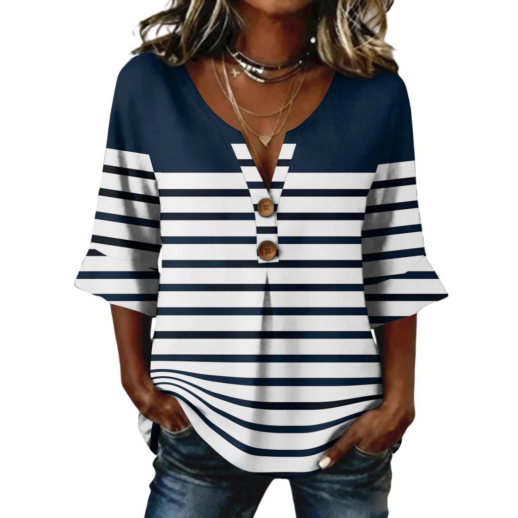 Long Sleeve Shirts for Women Womens Long Sleeve Tops Long Sleeve Tops for Women Womens Long Sleeve T Shirts Casual Striped V Neck Blouse