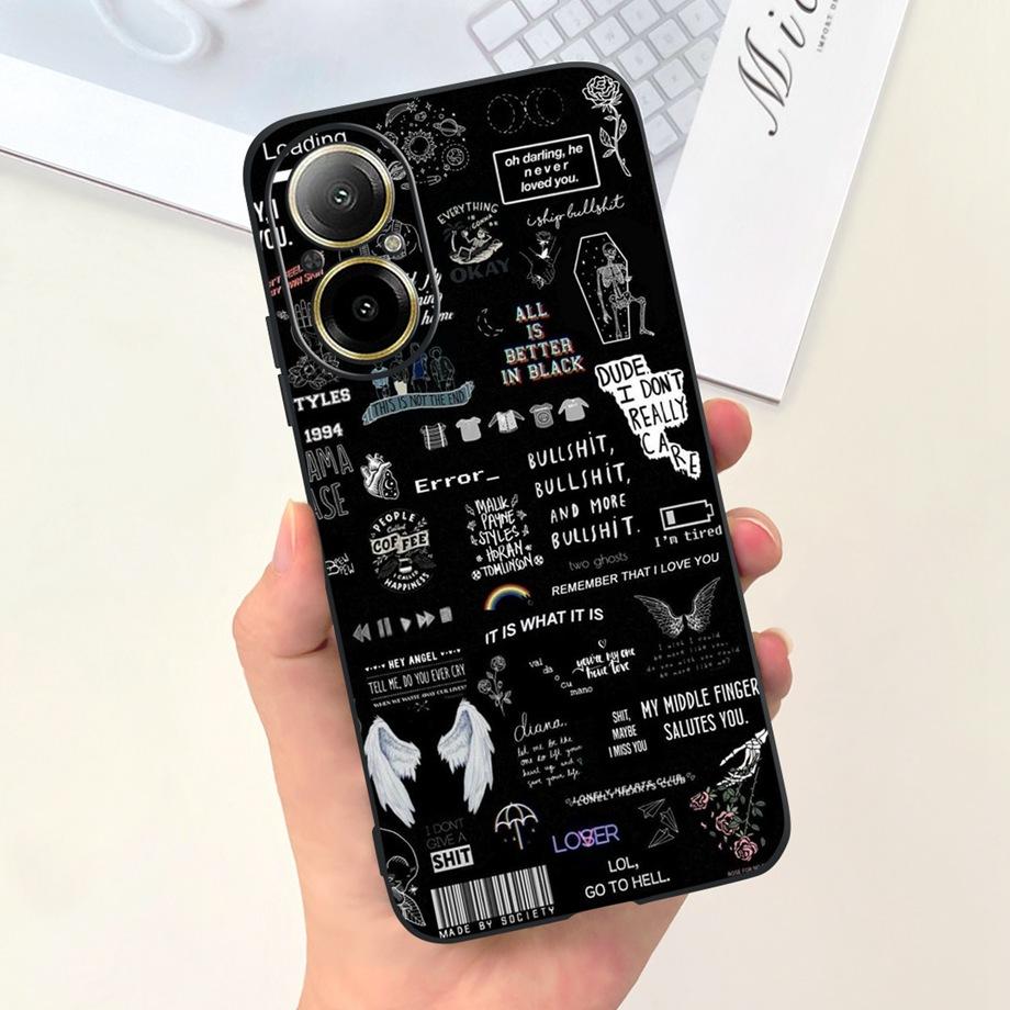 Hülle Für Oppo Realme C67 4G RMX389 Handyhüllen Schwarze Katze Mondnacht Weiches Silikon Stoßfeste Rückabdeckung Für RealmeC67 4G Funda