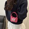 Handbag Bow Buckle PU Bag Mini Women's Shoulder Bag Casual Silver Bucket Bag  Women