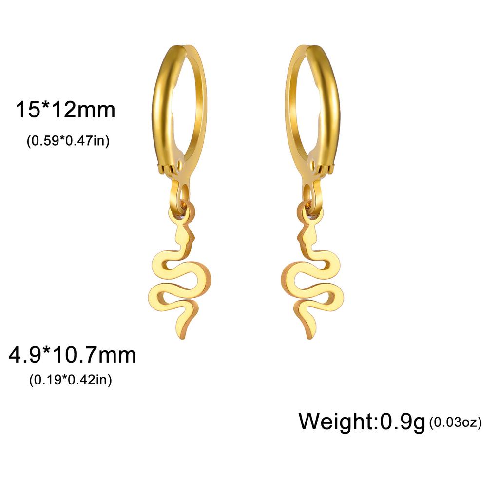 Golden Pendant Hoop Earrings with Heart Hexagon Snake Cross Butterfly Flower Bird Jewelry Gift