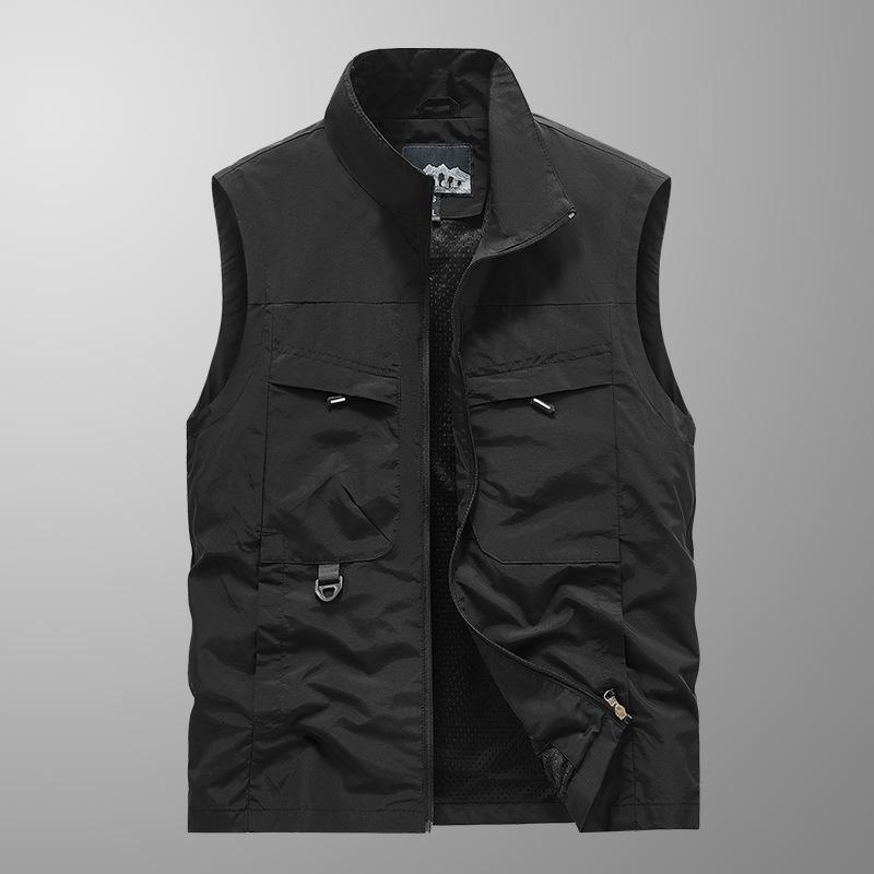 Sleeveless Vest Men's Four Seasons Middle-aged Outdoor Leisure Loose Large Size Vest European and American Sports Multi-bag Vest