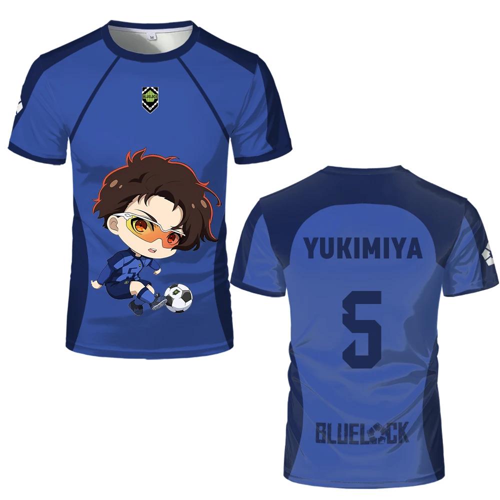 Japanese Anime Blue Lock Eleven Jersey Isagi Nagi Cute Pattern 3D Print T-shirt Men And Women Cartoon Character Print Tops