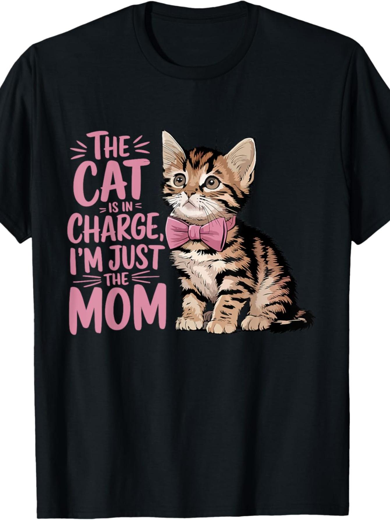 He Cat Is in Charge Im Just The Mom Cute Cat Mom Art TShirt T Shirts Jojo Bizarre Adventure Men Clothing S