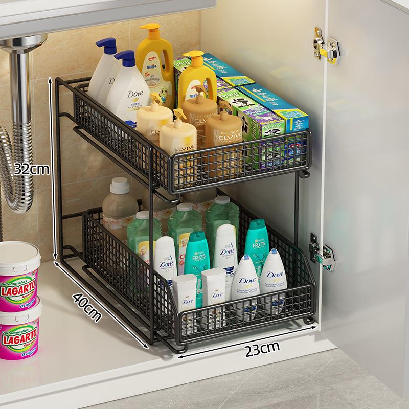 Under-Sink Multi-Tier Pull-Out Organizer Rack for Bathroom Vanity Cabinet