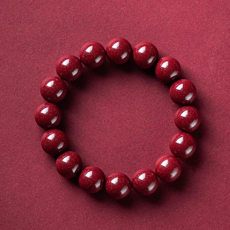 Genuine Natural Cinnabar Wanshan Bracelet - High Content Red & Purple Design for Men/Women