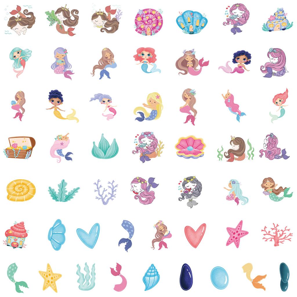 10/50pcs  Cute Mermaid Stickers Mermaid Princess Graffiti Stickers for DIY Luggage Laptop Skateboard Motorcycle Bicycle Sticker