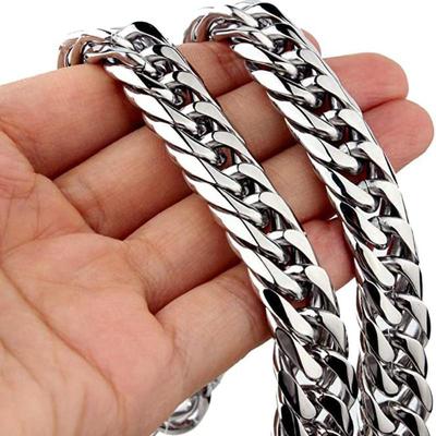 Catena a Maglia Cubana in Acciaio Inossidabile Argento Collana Bracciale Per Uomo Gioielli 8/10/12/14 Mm Larghezza Accessori Hip Hop Punk
