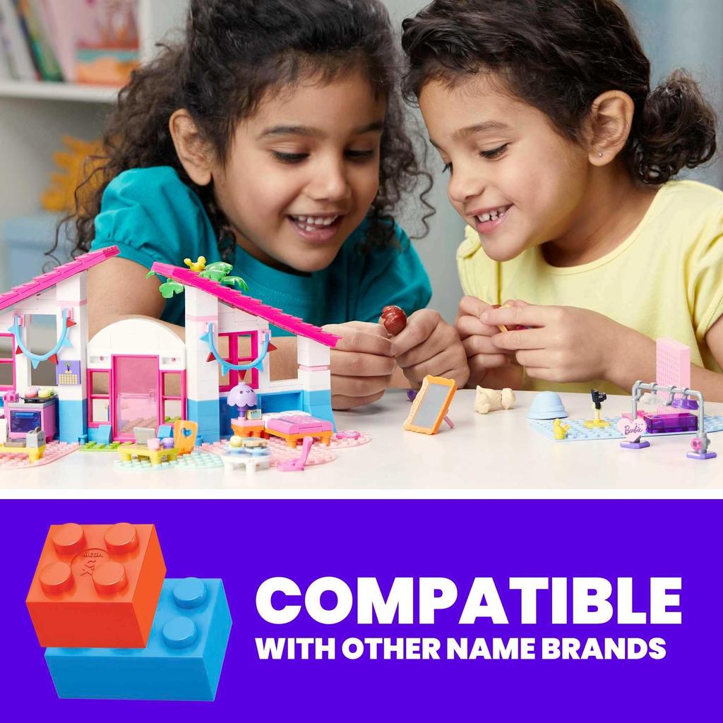 MEGA CONSTRUX Barbie Malibu House Building Blocks Set (Ages 5 and Up) 303 Pieces GWR34 Pink