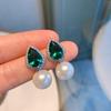 Green Tip Pear Necklace Earrings Jewelry Pearl Necklace Wedding Dinner Party Accessories