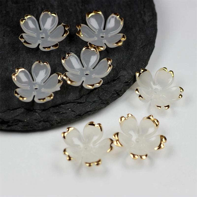 50Pcs/Lot 19MM New Torus Acrylic Flower Beads Petals Charm Connectors Diy Earrings hair Jewelry Making Resin Acessories