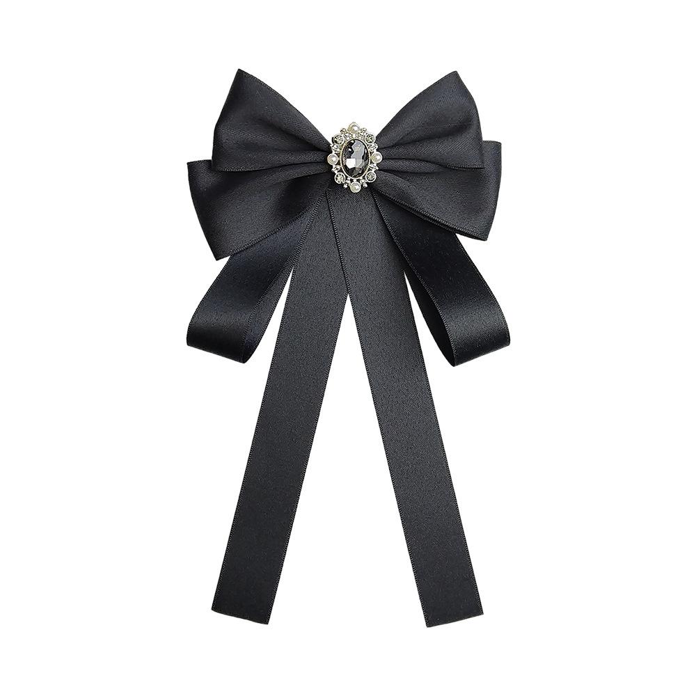 Черная Кружевная Брошь-бабочка с Жемчугом и Стразами - Французский Шик Универсальная Булавка на Лацкан Brooch