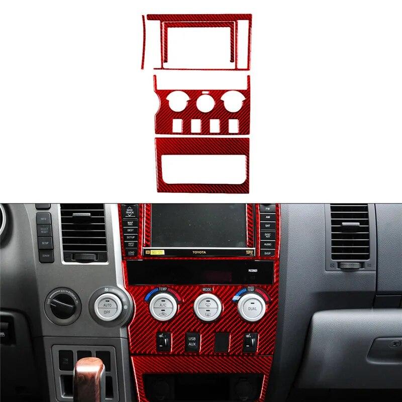 Car Accessories Carbon Fiber Central Control Decorative Panel Strip Sticker Fits Toyota Tundra 2007-2013