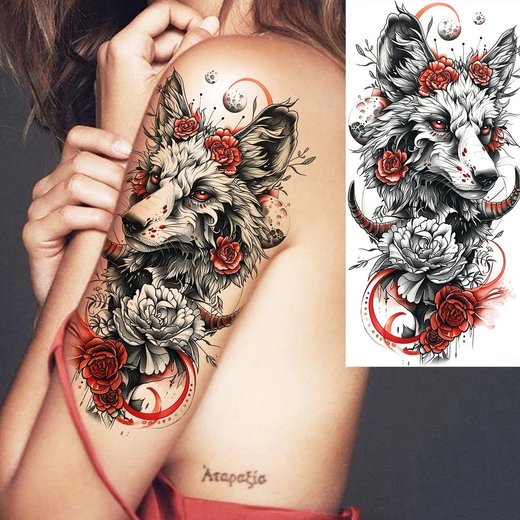 1 Foglio Tatuaggi Temporanei Creativi Cool Leone Lupo Aquila Per Uomini Donne Adulti, Tatuaggi Finti Temporanei Impermeabili a Lunga Durata