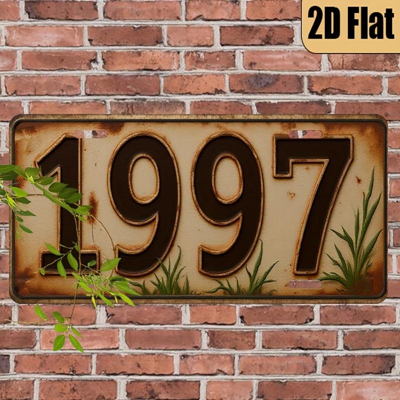 

Retro Vintage Year Number License Plate Style Metal Aluminum Plate Painting HD Print Bendable Weather Resistant Wall Art De 15x30cm(5.9x7.8inch)