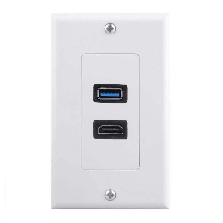 Настенная панель с разъемами HDMI и USB 3.0, вставляемый элемент, крепление для кабеля, розетка для упрощенного подключения устройств и среды без беспорядка 1