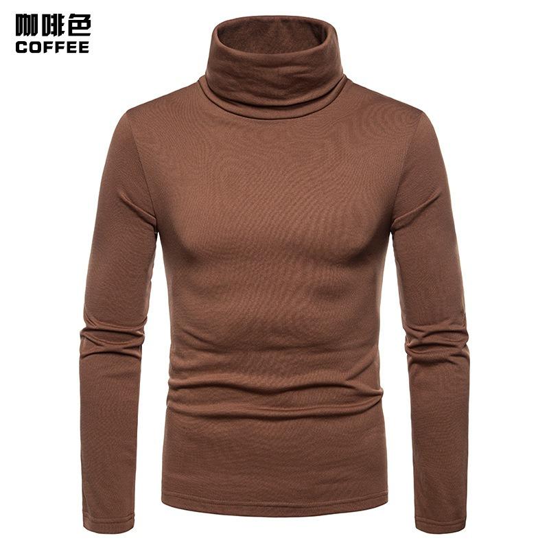 Men S Plus Size Fitted High Neck Long Sleeve Solid Color T Shirt